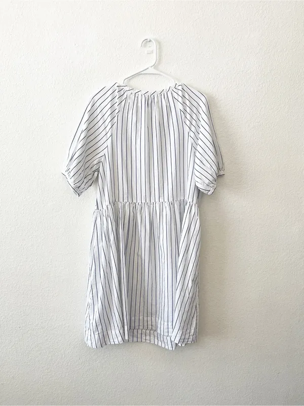 NWT Michael‎ Stars Navy Stripe Babydoll Peasant Dress Large Cotton - Image 4