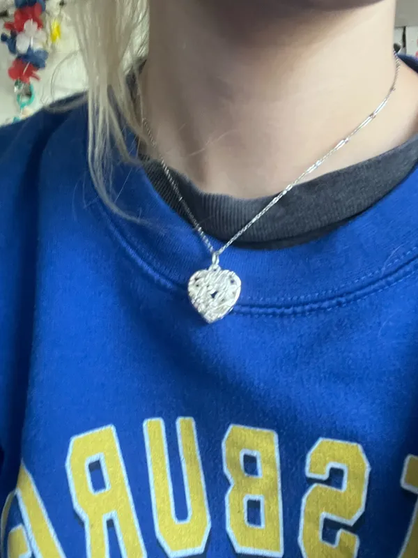 silver detailed heart necklace - Image 2