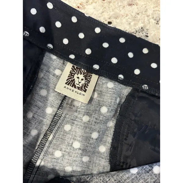 Anne Klein Women’s Sz 8 Blue White Polka Dot Chino Casual Summer Modest Shorts - Image 4