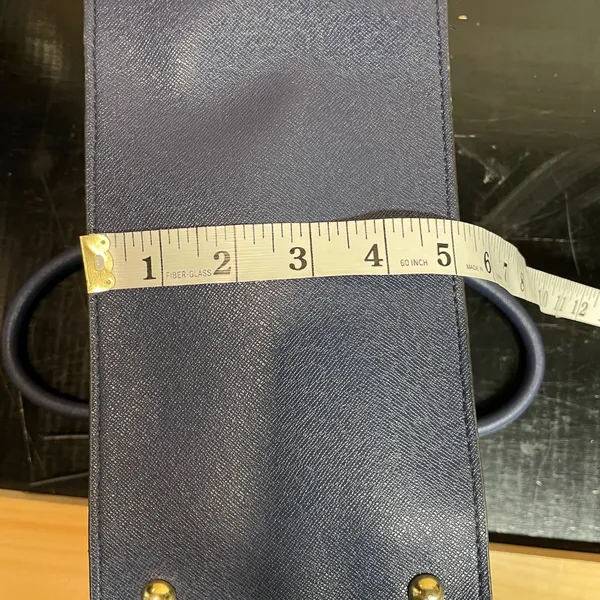 London Fog Navy Leather Handle Bag 3 Compartments‎ - Image 7