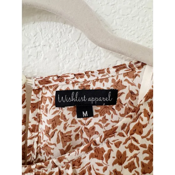 Wishlist Apparel Cream Rust Floral Flutter Sleeve Midi Dress M - Image 3
