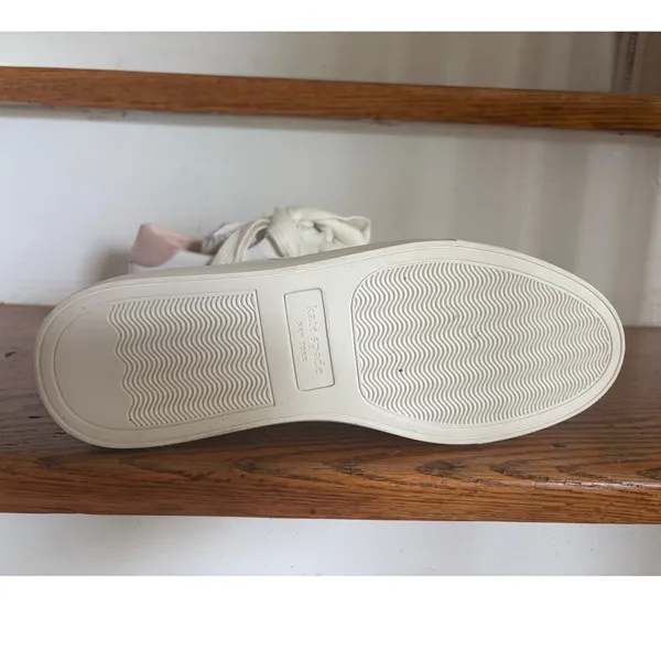 Kate Spade Fez Sneakers White Rose‎ Smoke Leather Low Top K6849 Womens 6.5 B - Image 5