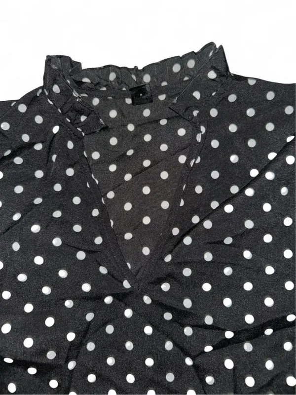 SheIn Maternity Black & White Polka Dot Long-Sleeve Ruffle Blouse - Image 3