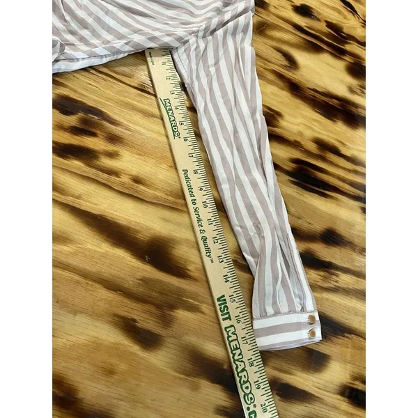Anthropologie Maeve Wrap Surplice Blouse White Tan‎ Striped Women Size 0 Cottage - Image 13