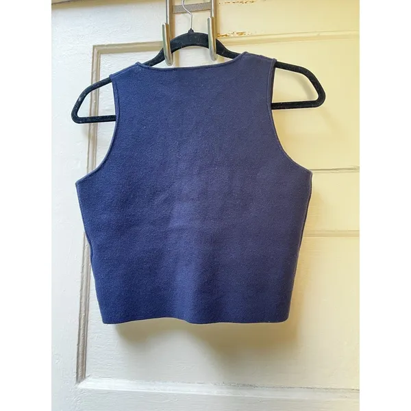 Zara Sweater Vest SM Blue Preppy Academic Ivy League Sophisticated Classic Chic - Image 2