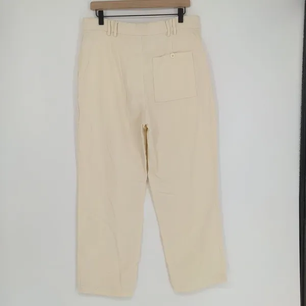 Urban Outfitters Women's High Waist Straight Leg‎ Cream Pants Size 12 Button Fly - Image 13