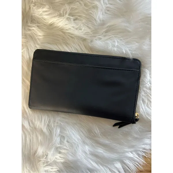 Kate Spade New York Black Gold Zip-Around & Logo Plate Kaden Wallet - Image 2