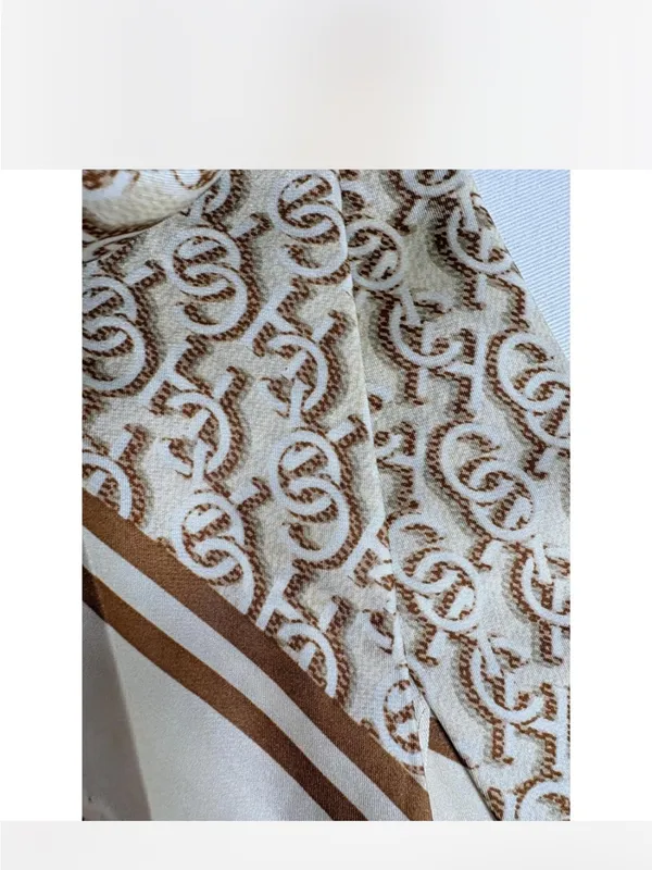 Coach CCH STK Logo Print Silk Square Scarf 33.5" x 33.5" brown tan cream NEW - Image 4