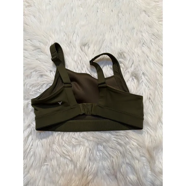 Old Navy Women's Sports Bra Dark Hunter Green Square High Neck Stretch - Image 4