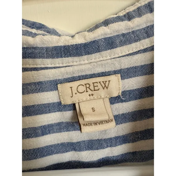 J.Crew‎ blue & white striped linen cotton bottom front top size small - Image 3