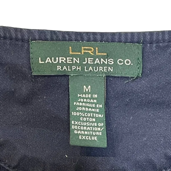 LRL Lauren Jeans Co. Striped Henley‎ Top Women Medium 3/4 Sleeve Front Button - Image 7