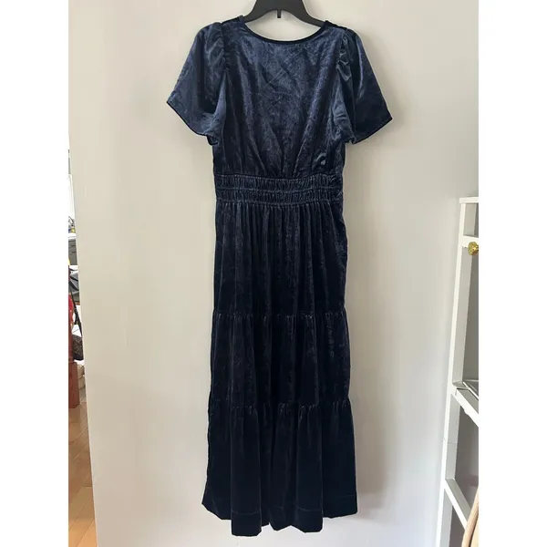 Anthropologie The Somerset Velvet Edition Dark Blue Navy Long Dress NWT Size M - Image 6