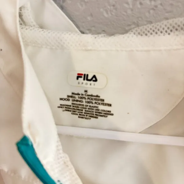FILA Women’s White Lightweight Windbreaker Jacket Half Zip, Hooded - Image 3