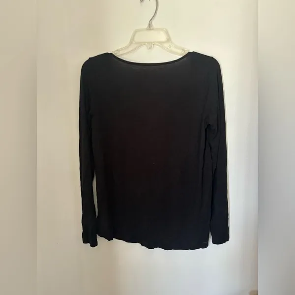 American Eagle Soft & Sexy Slub Button Front Top Small Black - Image 7