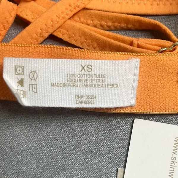 Skin XS Odelyn Triangle Bra Orange Strappy Back Adjustable Sheer Cotton‎ NWT $78 - Image 8