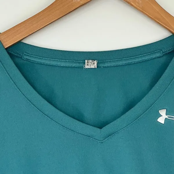 Under Armour Teal Blue Tech V-Neck Short Sleeve Workout Shirt Womens S NWOT - Image 2