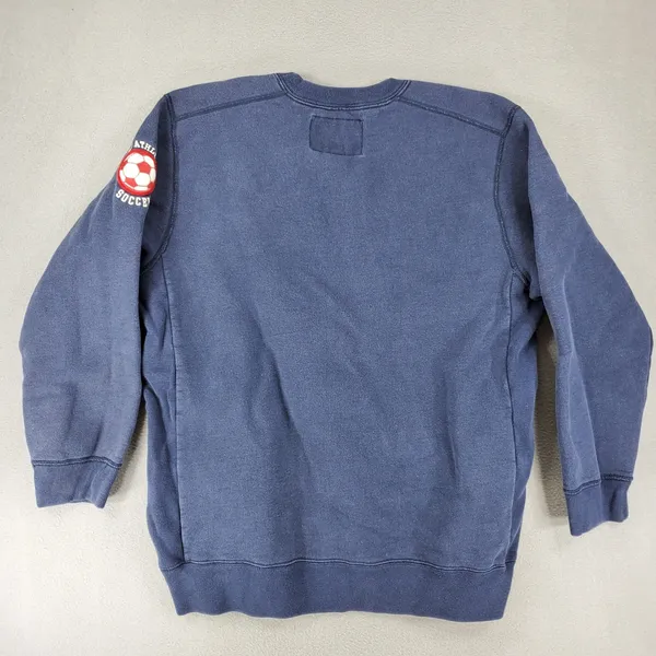 Abercrombie Sweatshirt Womens XL Blue Vintage Y2K Soccer Patch Crewneck Pullover - Image 2
