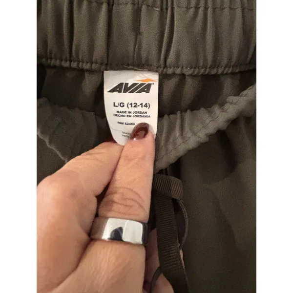 Avia Women Olive Green‎ Jogger Lg 12/14 Drawstring Waist Comfort Fit Pockets - Image 2