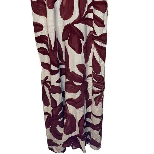 Paper Heart Women Tank Dress Floral Leaf Cream Burgundy V-Neck Coastal Large NWT - Image 4