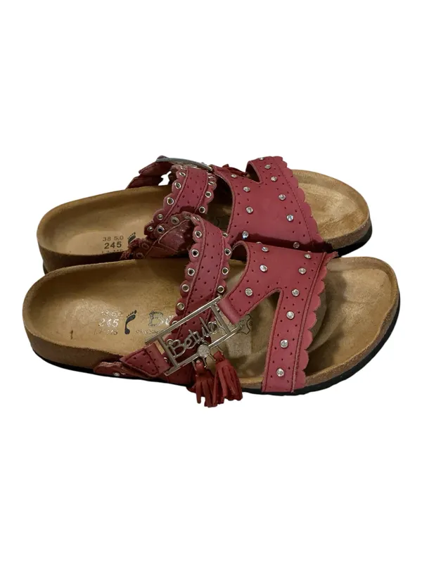 Betula by Birkenstock Krystle Rhinestone Tassel Red Sandals Slide EU 38 US 7 - Image 3