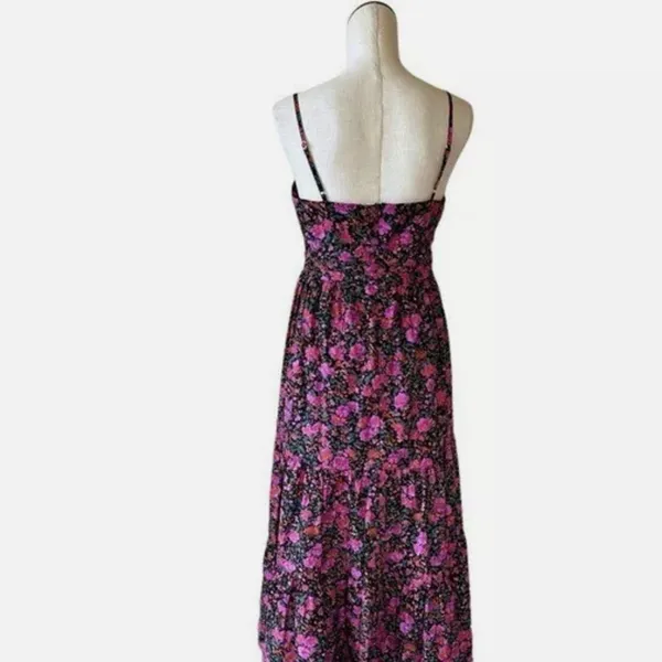 NWOT Fore Floral Tiered Boho Maxi Dress Cut Out Large Cotton Cotagecore - Image 5