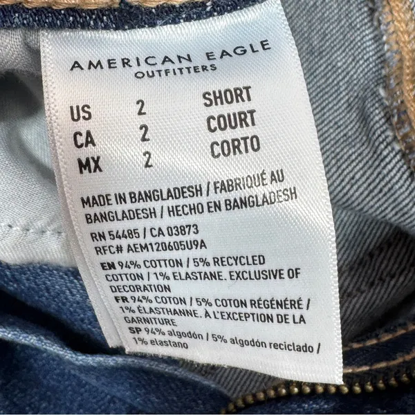 American Eagle Mom Jeans Women 2 Short Blue Tapered Leg High Rise Stretch Y2K‎ - Image 12