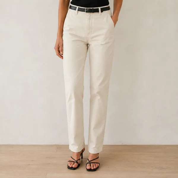 Calvin Klein Jeans Cream Khaki High Rise Straight Leg Pants Size 2 90s - Image 2