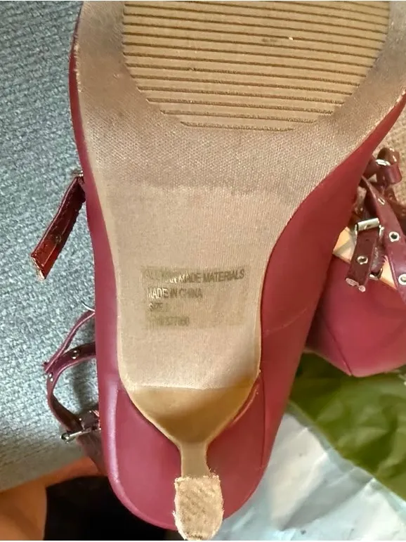 Charlotte Russe Burgundy and Cream Pointed Strappy heels - Image 5