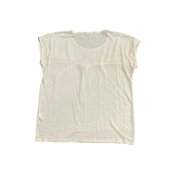 Banana Republic Ivory Linen Blend Short Sleeve Top Size Medium Breezy Flowy Chic - Image 3