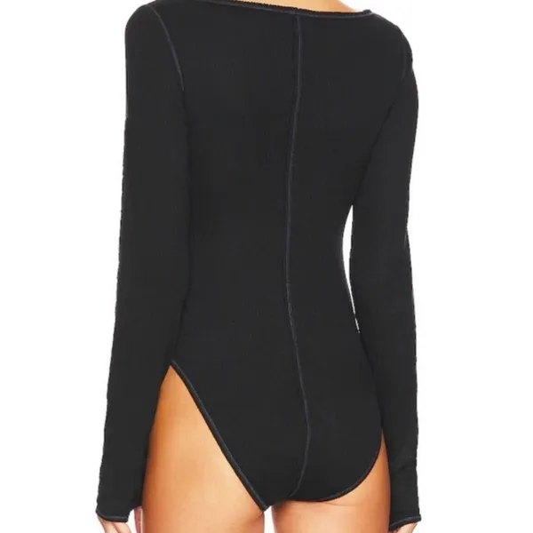 Free People Sloane Thermal Bodysuit | Women’s Large | Black | NEW - Image 2