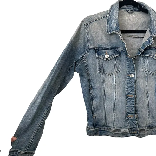 ZARA Z1975‎ Faded Distressed Denim Jacket Large - Image 5