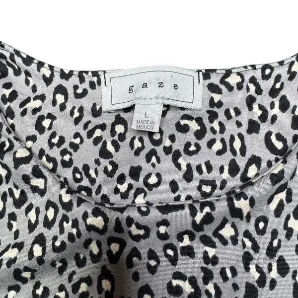 Leopard Print Bodysuit Large Sleeveless Stretch Snap Bottom Gray - Image 7