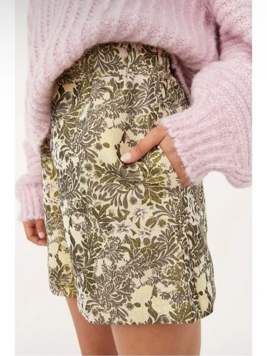 Free People Shine Like A Shorty Jacquard Shorts in Gold Combo Size XS‎ NWT - Image 4