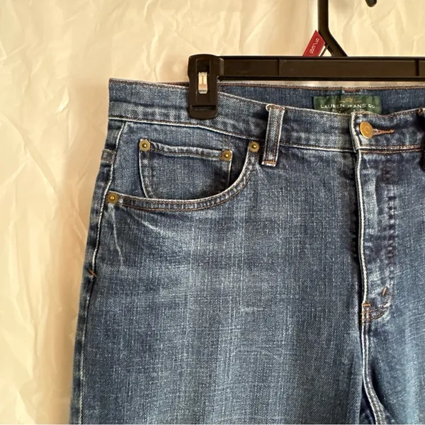 Lauren Ralph Lauren Women Size 12 Medium Wash Classic Straight Leg Denim‎ Jeans - Image 3