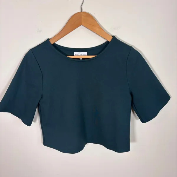 Ripley Rader Green Ponte Knit Short Sleeve Scoop Neck Crop Top Size‎ 2 Smal - Image 3