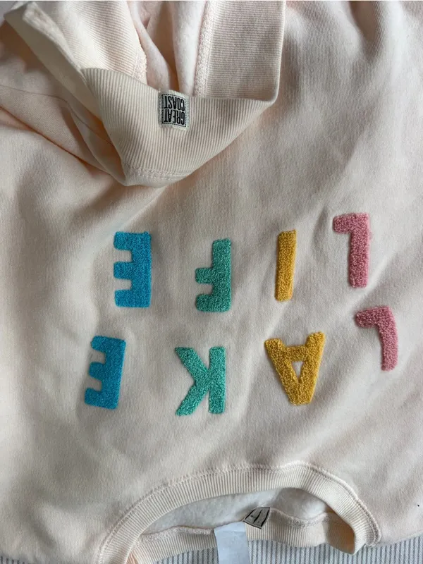 Peach 'Lake Life' Pullover Sweatshirt Pink Size L - Image 2