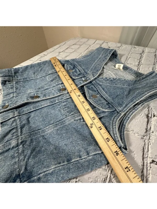 GAP Factory Store Denim Vest Womens Size Small 90s Y2K Jean Sleeveless Vintage - Image 9