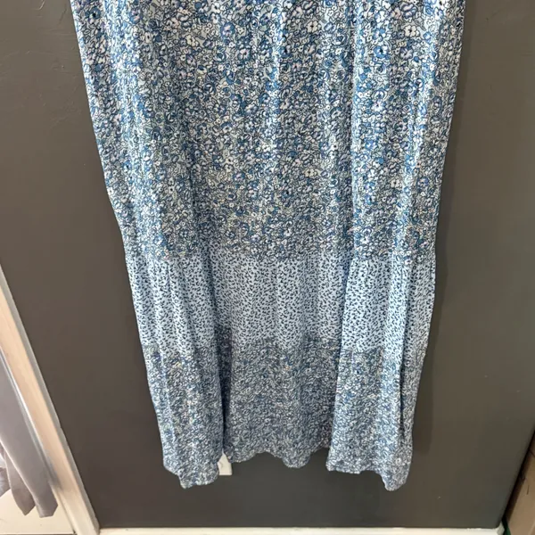 JG Hook Vintage 90s Cottage‎ Blue Floral Mixed Coastal Cowgirl Maxi Dress M - Image 5