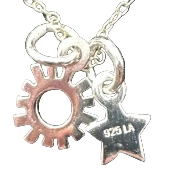 .925 Silver Sun and Star Necklace Made in Italy - 18” chain - Image 5