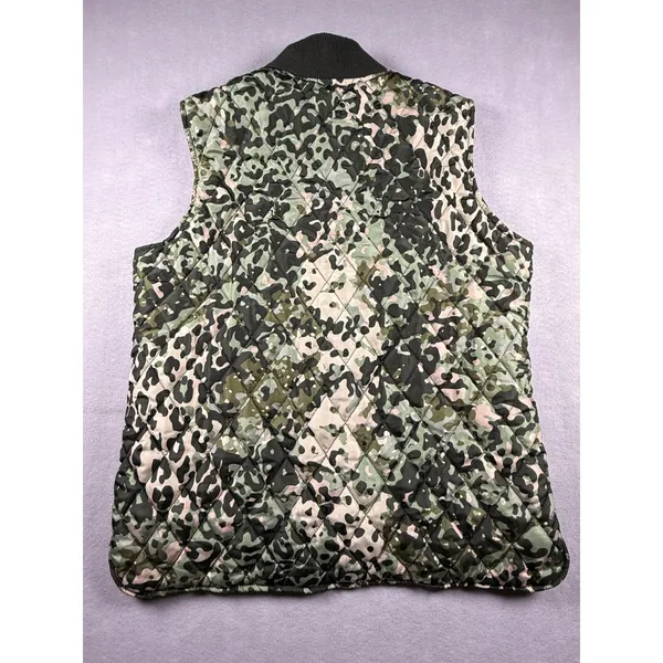 Great Northwest Indigo Leopard Camo Quilted Puffer Vest Green Large Gorpcore - Image 5