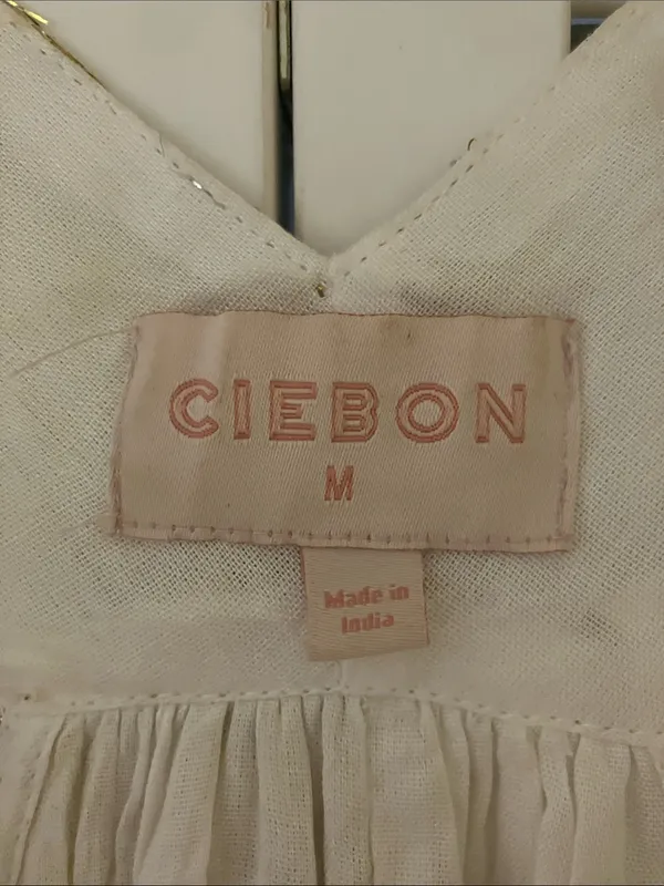 Ciebon White And Gold Floral Metallic Foil Maxi Dress Size Medium - Image 4