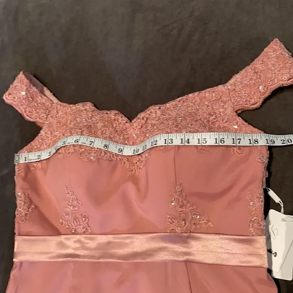 Women’s Dusty Pink Full Length Party Formal Dress Small Train Size 14 NWT - Image 9