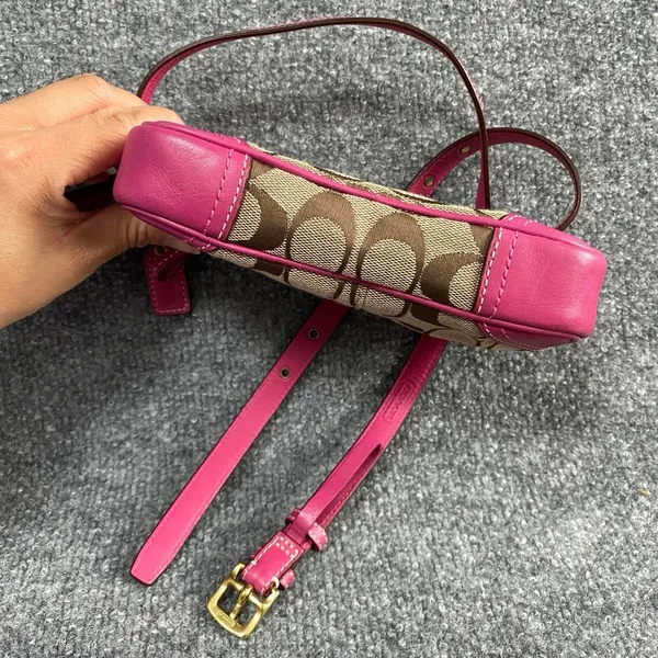 Coach Signature Hot Pink Brown Waist Pouch Belt Bag - Image 6