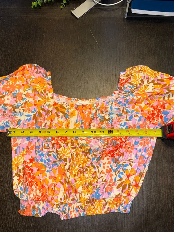 Sadie & Sage Floral Off-the-Shoulder Smocked Crop Top Boho Cottagecore - Image 4