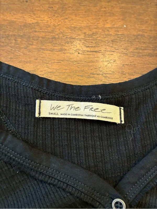Free People We The Free Citrine Top Women’s Small Thermal Long Sleeve Black - Image 2