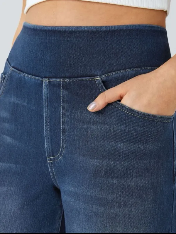 HALARA Flex High Waisted Multiple Pockets Baggy Wide Leg Jeans Size M Tall - Image 9
