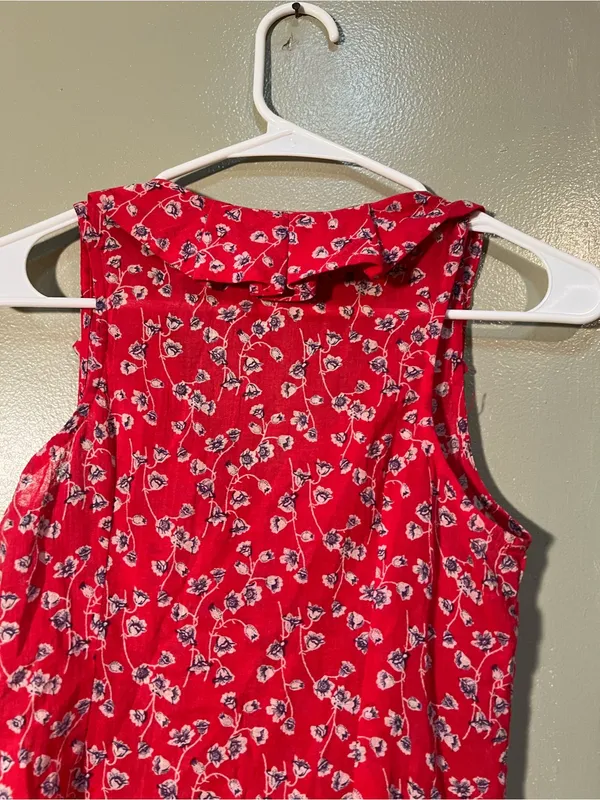 Edme‎ & Esyllte Anthropologie Women's Sleeveless Button Down Blouse Red Floral - Image 7