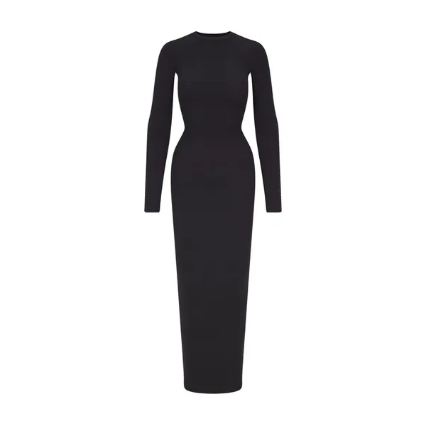 SKIMS Fits Everybody crew Neck long sleeve Dress, BLACK, XX-SMALL, $88 - Image 4