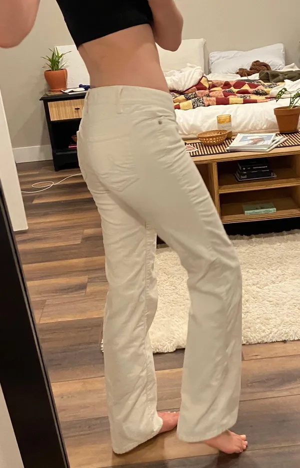 Vintage Y2K Low Rise White Corduroy Bootcut Jeans - Image 3