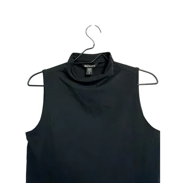 Athleta Womens‎ Mock Neck Sleeveless Tank Top Black Cotton Blend Size S Small - Image 4
